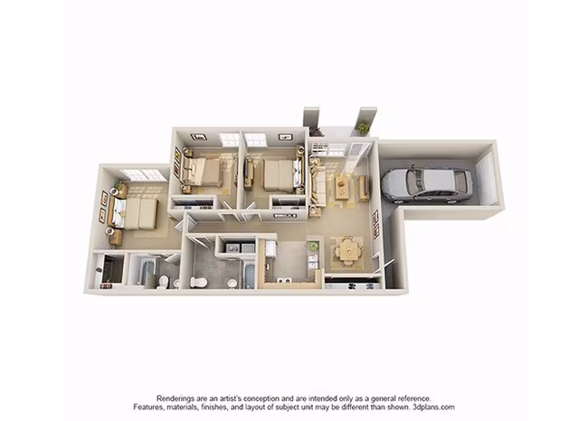 Three Bedroom 1202 floor plan